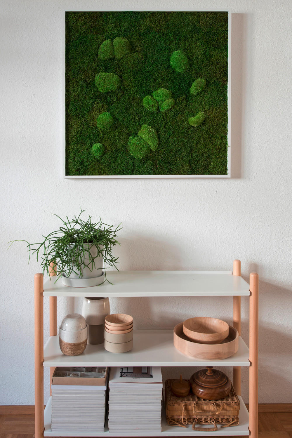 MOOSBILD Stylegreen  - Weiß/Grün, Basics, Naturmaterialien/Holz (80/80/6cm)