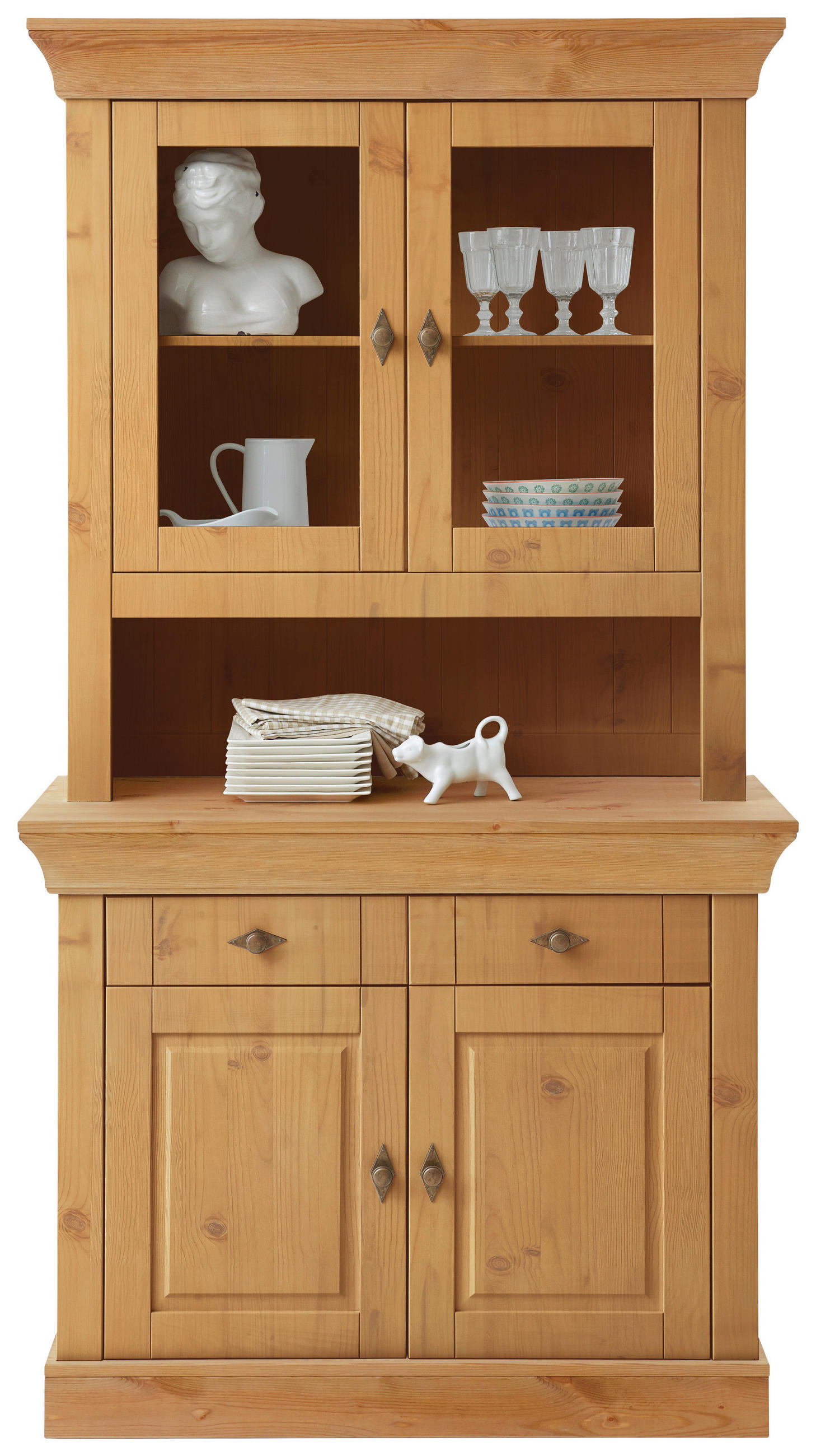 BUFFETAUFSATZ - Laugenfarbig/Kupferfarben, ROMANTIK / LANDHAUS, Glas/Holz (108/112/32cm) - Boxxx