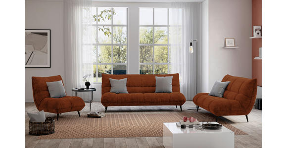 3-SITZER-SOFA in Mikrofaser Terracotta  - Terracotta/Schwarz, KONVENTIONELL, Textil/Metall (230/100/101cm) - Hom`in