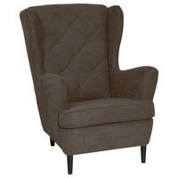 FÜLES FOTEL - barna/sötétszürke, Basics, textil/fa (78/102/98cm) - Carryhome