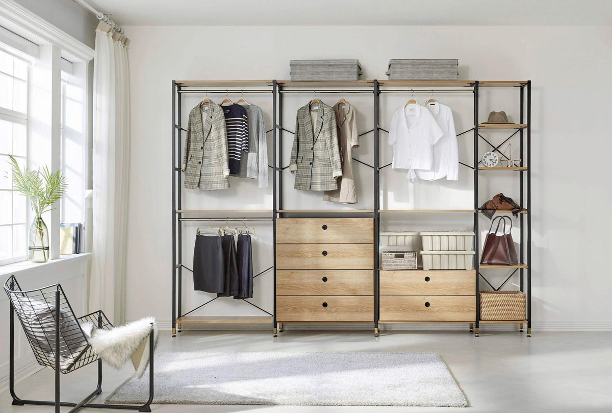 SCHUBLADENSET 80/44/32 cm   - Schwarz/Naturfarben, Design, Holzwerkstoff/Metall (80/44/32cm) - Livetastic