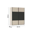 SCHWEBETÜRENSCHRANK 201/223/68 cm 2-türig Graphitfarben, Champagner  - Champagner/Schwarz, KONVENTIONELL, Holzwerkstoff/Metall (201/223/68cm) - Novel