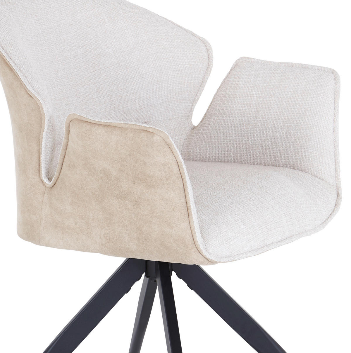 ARMLEHNSTUHL  in Eisen Mikrofaser, Leinenoptik  - Beige/Schwarz, MODERN, Textil/Metall (61/81/60cm) - MID.YOU