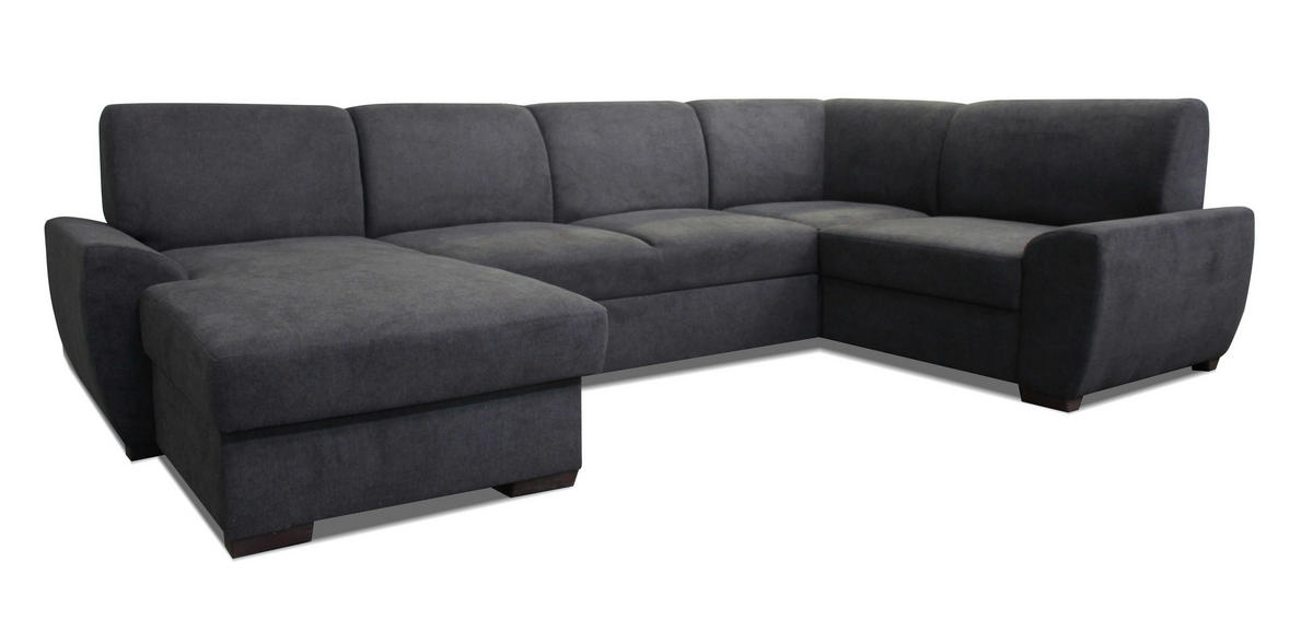 WOHNLANDSCHAFT in Struktur Dunkelgrau  - Dunkelgrau/Dunkelbraun, Design, Kunststoff/Textil (160/310/190cm) - Livetastic