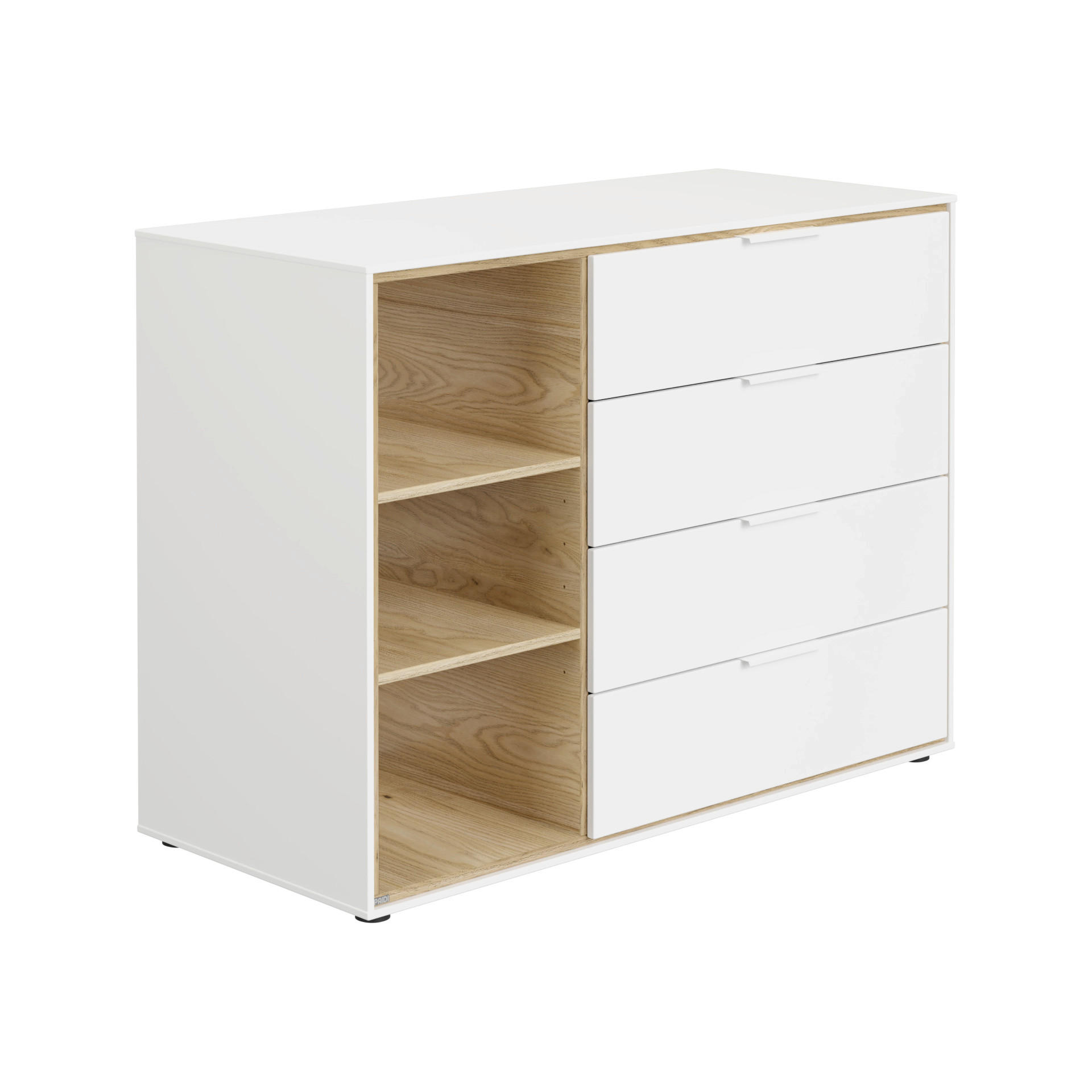 PELENKÁZÓ KOMÓD Lieven  - tölgyfa/fehér, Basics, faalapú anyag (125,90/93,6/54,8cm) - Paidi