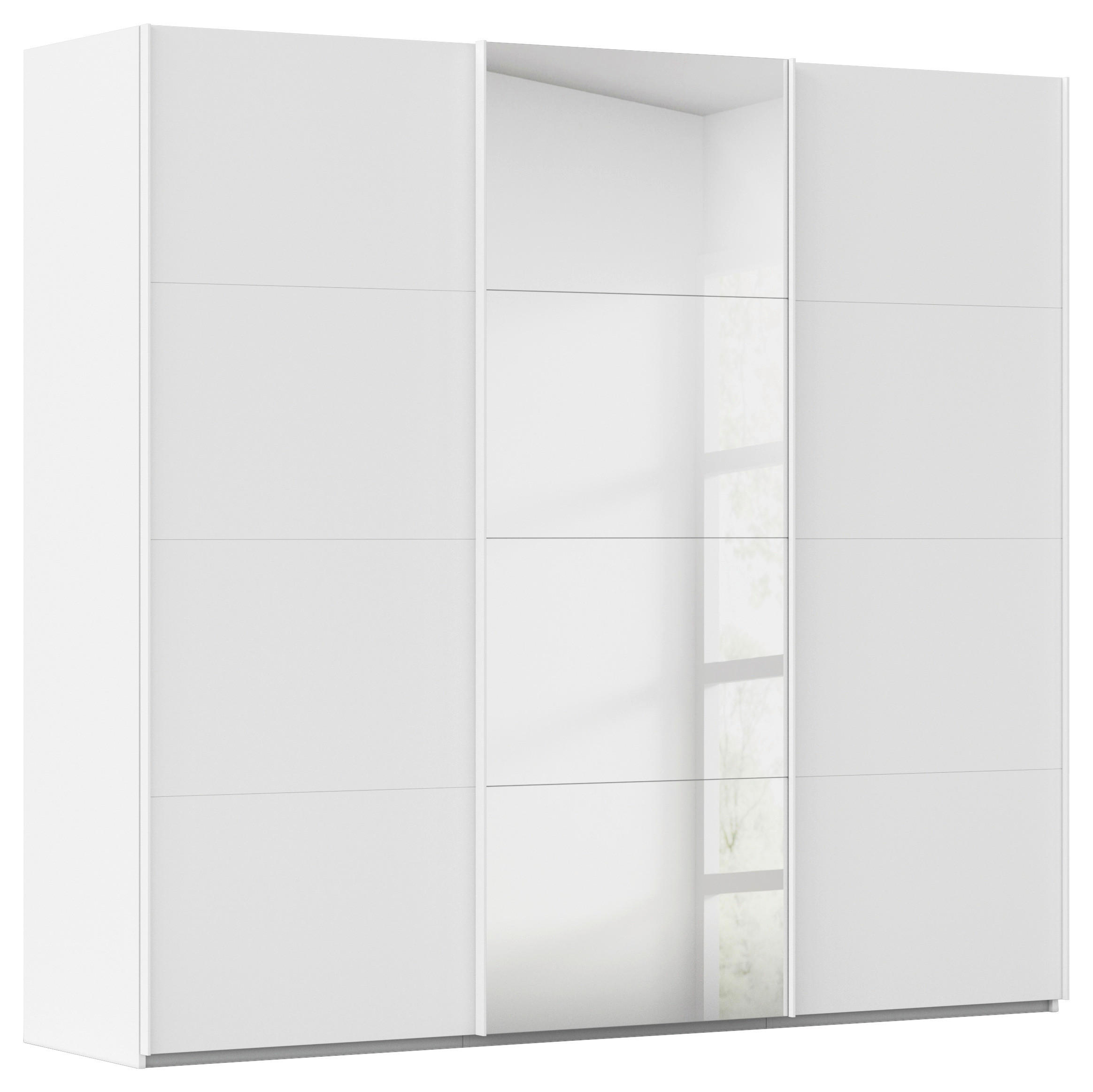 SCHWEBETÜRENSCHRANK 242/223/68 cm,  in Weiß, 3 Tür(en)  - Weiß, Design, Glas/Holzwerkstoff (242/223/68cm) - Novel