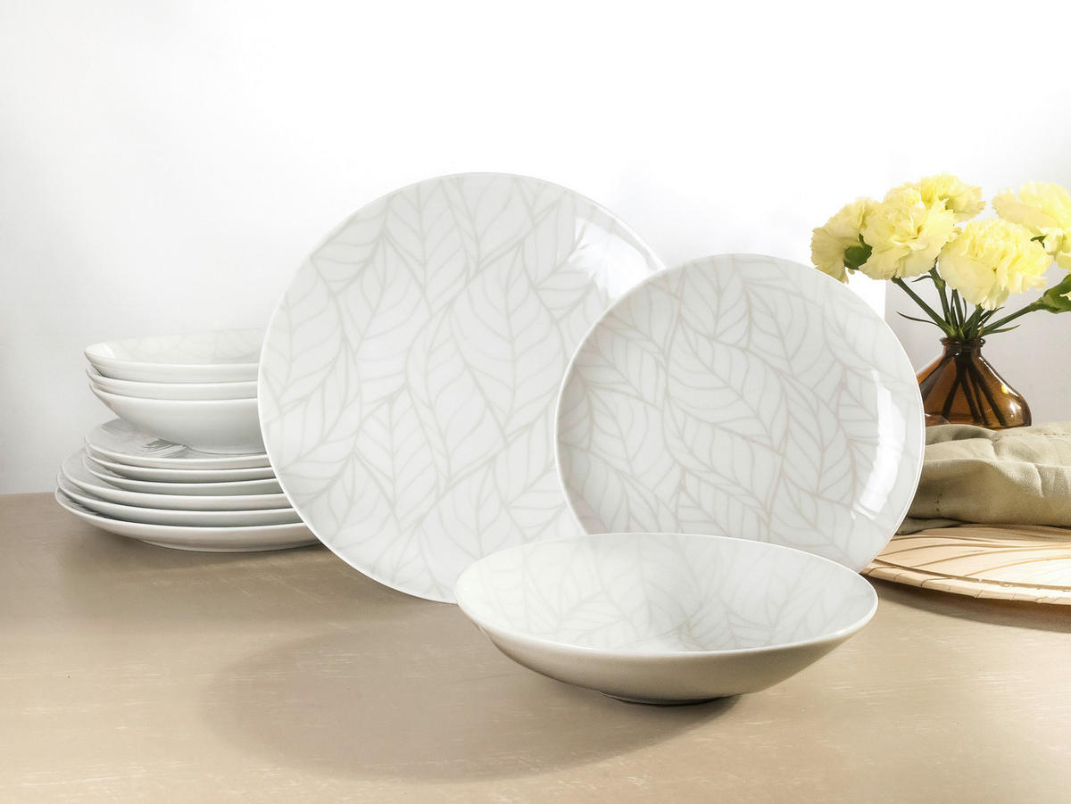 JÍDELNÍ SOUPRAVA, porcelán - bílá/vícebarevná, Basics, keramika - Creatable