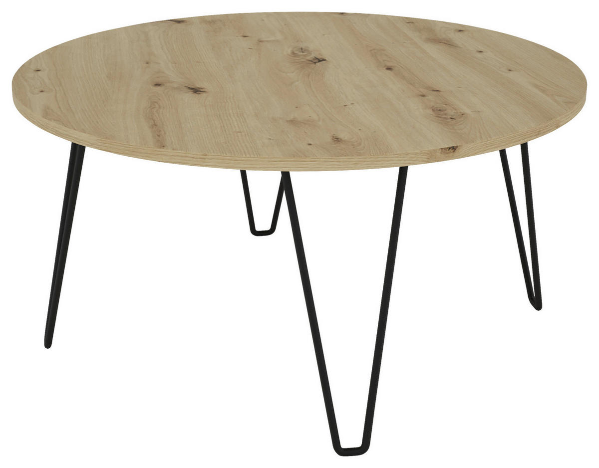 COUCHTISCH in Metall, Holzwerkstoff 80/80/40 cm  - Schwarz/Eiche Artisan, KONVENTIONELL, Holzwerkstoff/Metall (80/80/40cm) - MID.YOU