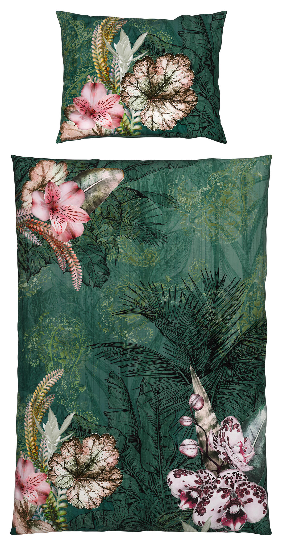 BETTWÄSCHESET Renforcé 160/210 cm  65 cm/100 cm  - Grün, Textil (160/210cm) - Esposa