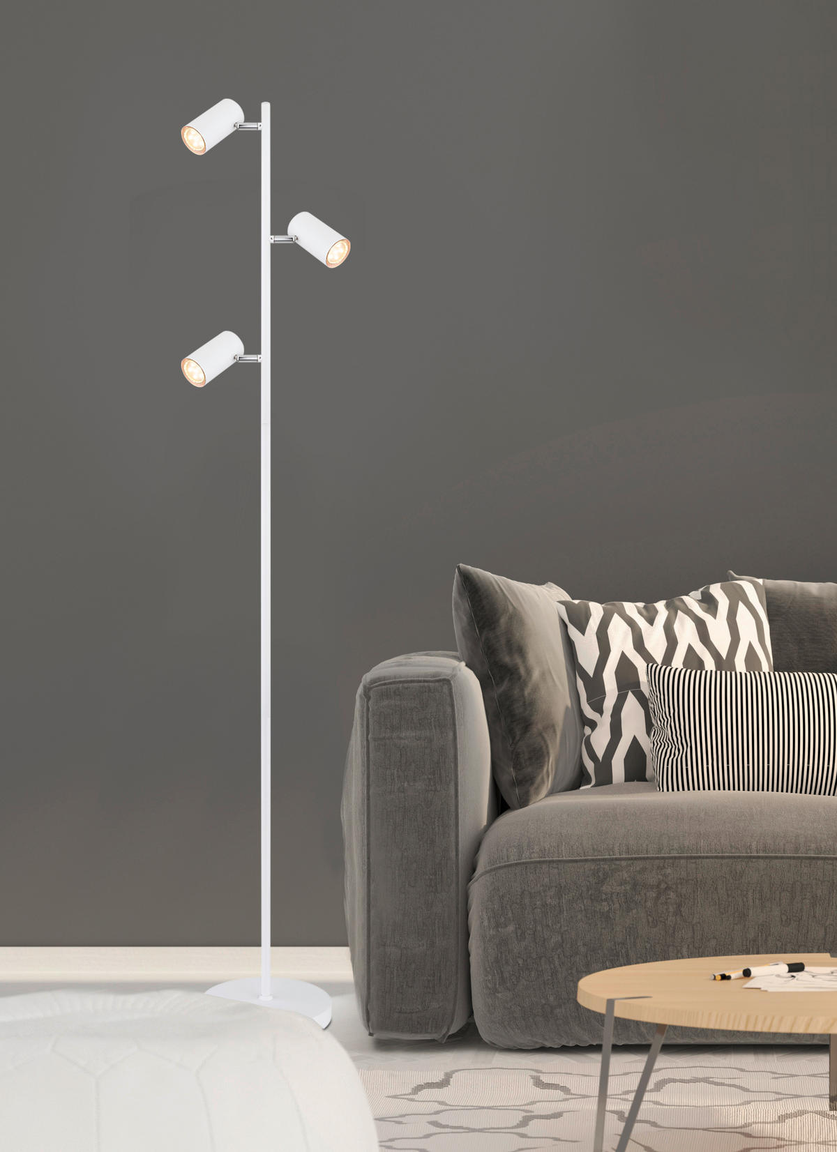 STEHLEUCHTE 25/23/154 cm    - Weiß, Design, Metall (25/23/154cm) - Globo