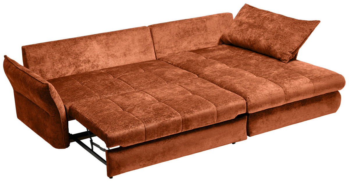 ECKSOFA in Chenille Bronzefarben  - Schwarz/Bronzefarben, Konventionell, Kunststoff/Textil (180/275cm) - Stylife