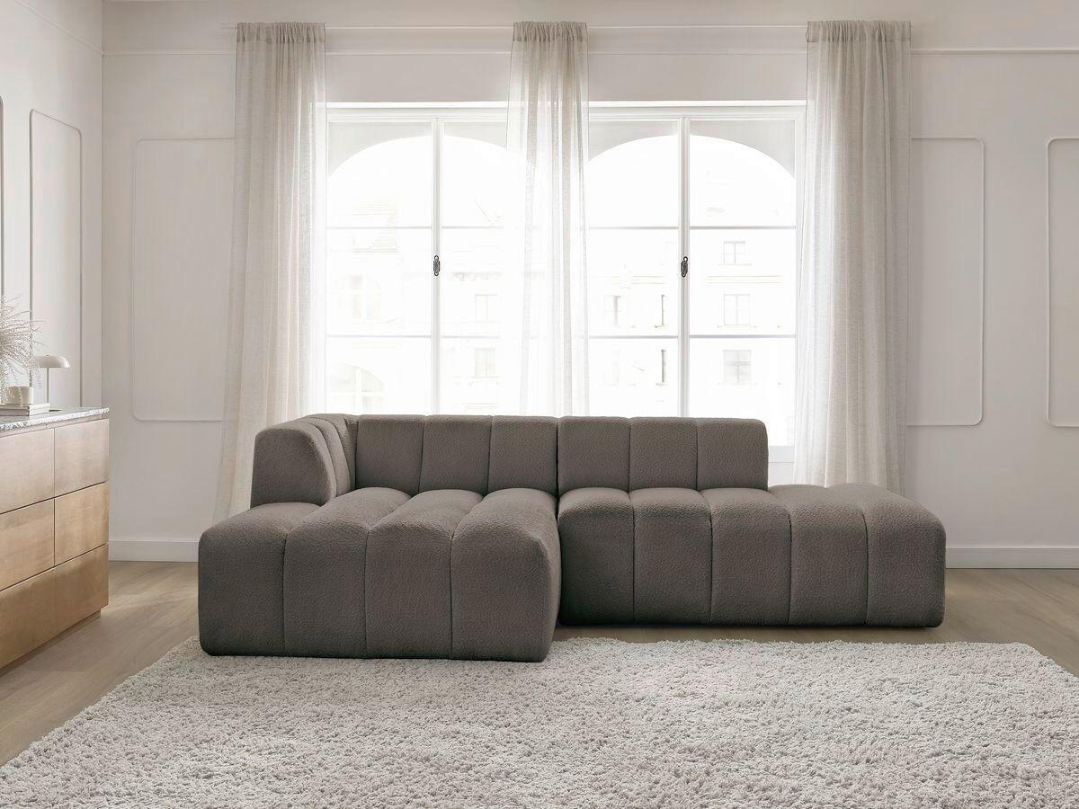 ECKSOFA  ANNECY Taupe Bouclé  - Taupe/Schwarz, MODERN, Kunststoff/Textil (170/262cm)