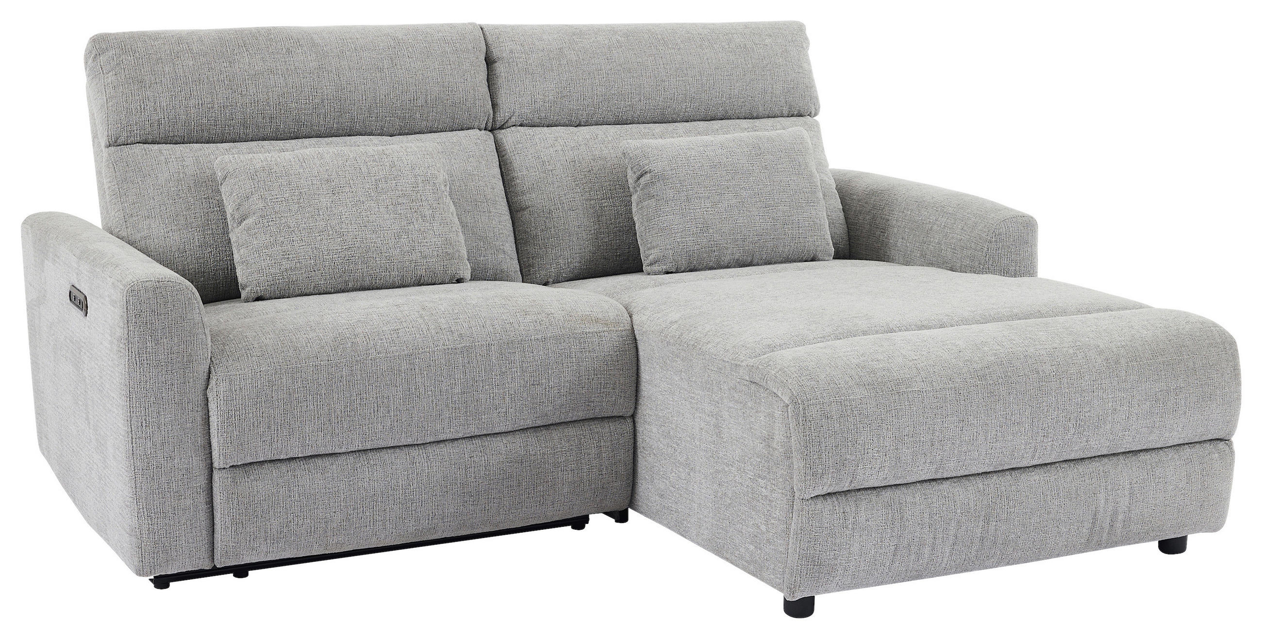 ECKSOFA 212/161 cm  in Webstoff Grau Nierenkissen, Rücken echt  212/161 cm  - Schwarz/Grau, Design, Kunststoff/Textil (212/161cm) - Carryhome