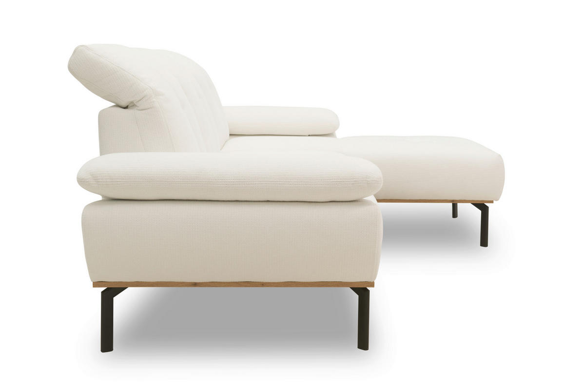 ECKSOFA Weiß Mikrofaser  - Wildeiche/Schwarz, Design, Textil/Metall (242/170cm) - MID.YOU