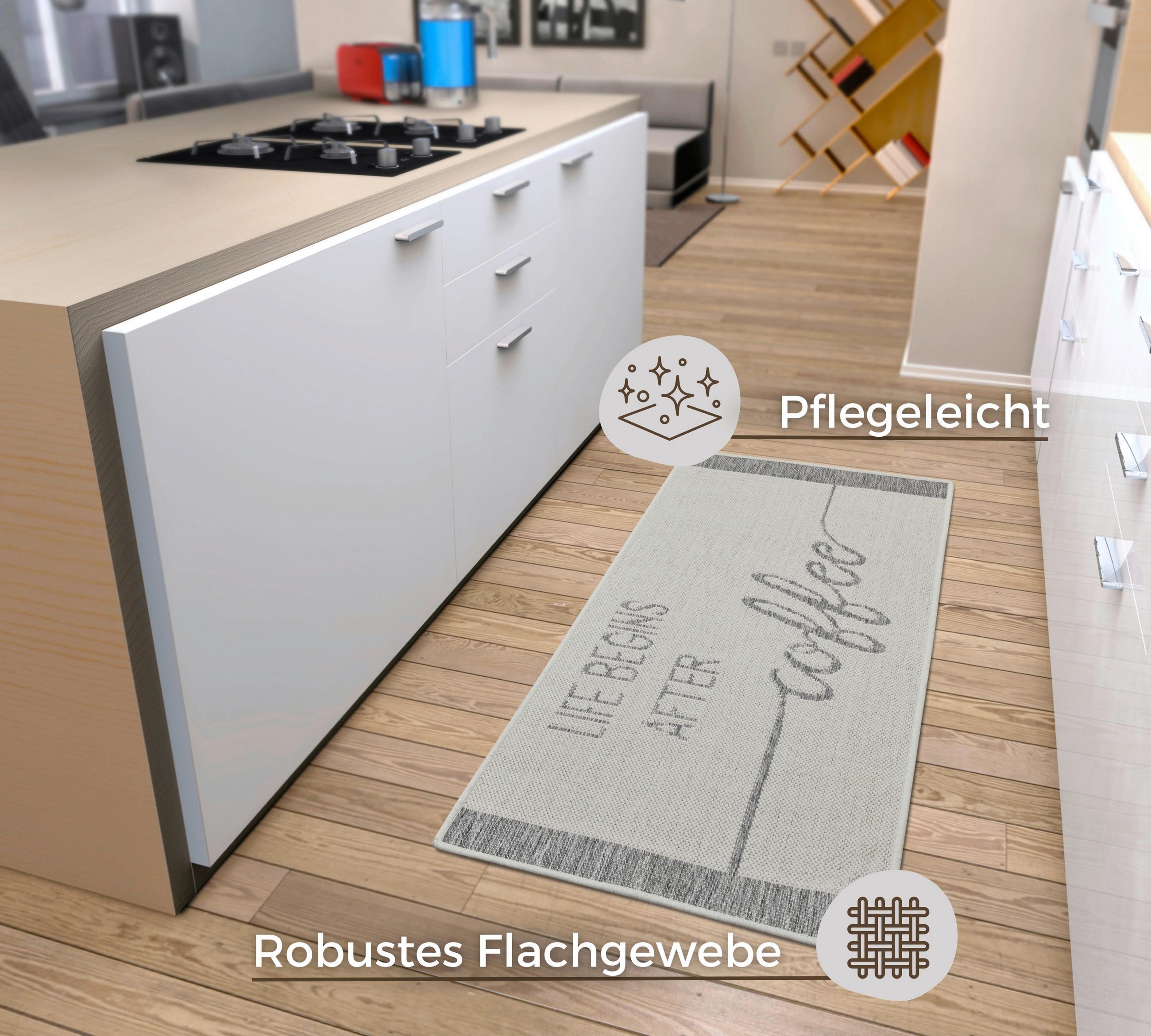 Sehenswert: Küchenläufer (rech 62/150 cm Cucina Creme, Hellgrau  - Creme/Hellgrau, Design, Kunststoff (62/150cm) - Hanse Home