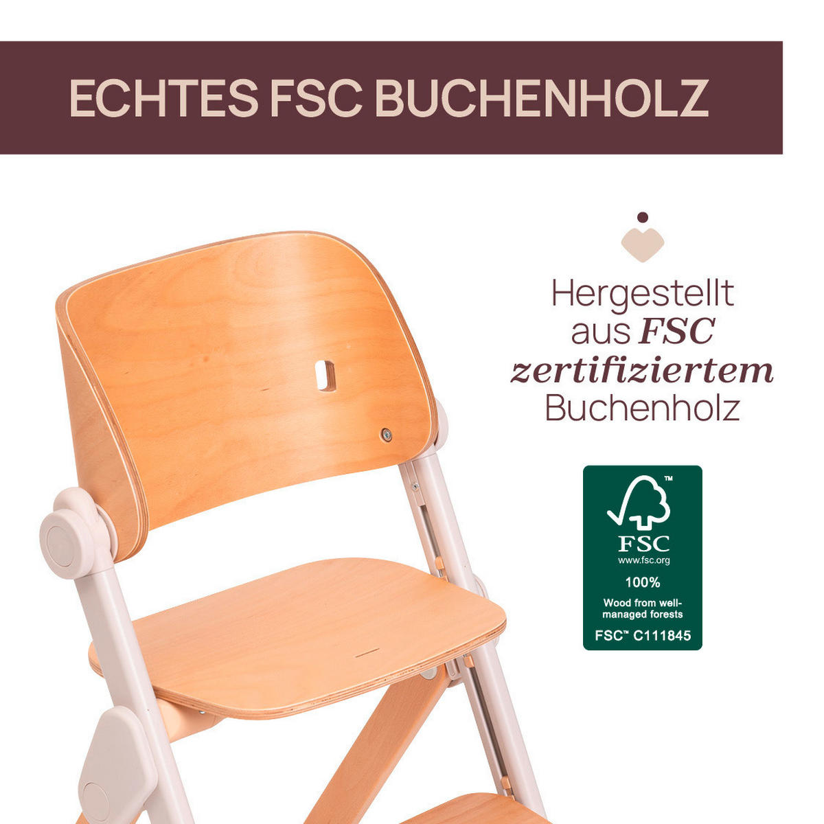 HOCHSTUHL Meraviglia Buchefarben, Hellgrau Fossil/Buche  - Buchefarben/Hellgrau, Basics, Holz/Kunststoff (44/63-83/55cm) - Chicco
