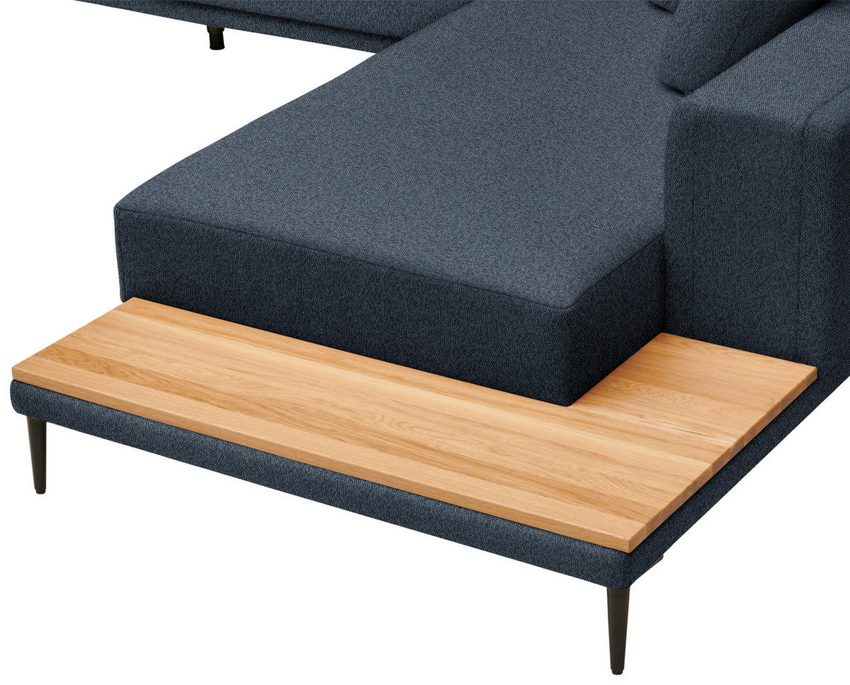 ECKSOFA Leinwand Blau  - Blau/Schwarz, Design, Textil/Metall (318/271cm) - Belluti