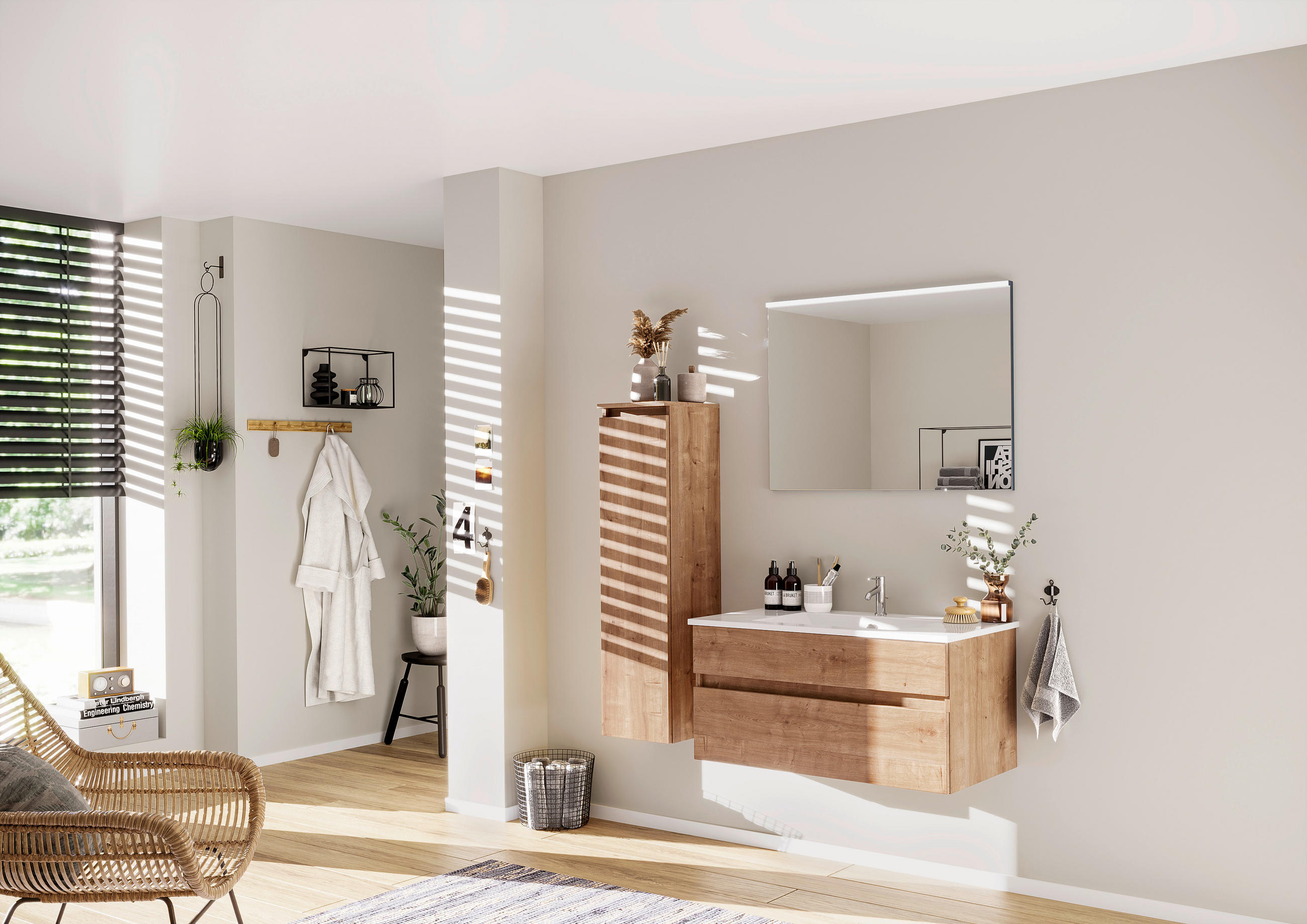 BADEZIMMER  in 152 cm  - Dunkelgrau/Weiß, KONVENTIONELL, Keramik/Holzwerkstoff (152cm) - Puris