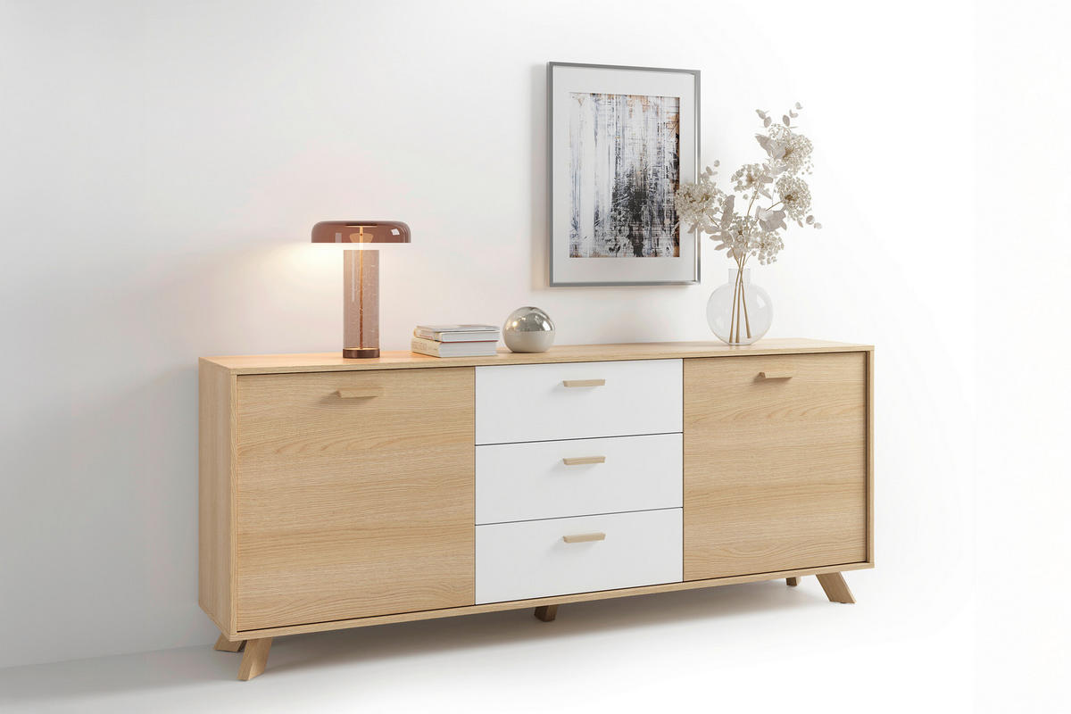 SIDEBOARD 180/72,5/36,5 cm  - Eiche Bianco/Eichefarben, Design, Holz/Holzwerkstoff (180/72,5/36,5cm) - MID.YOU
