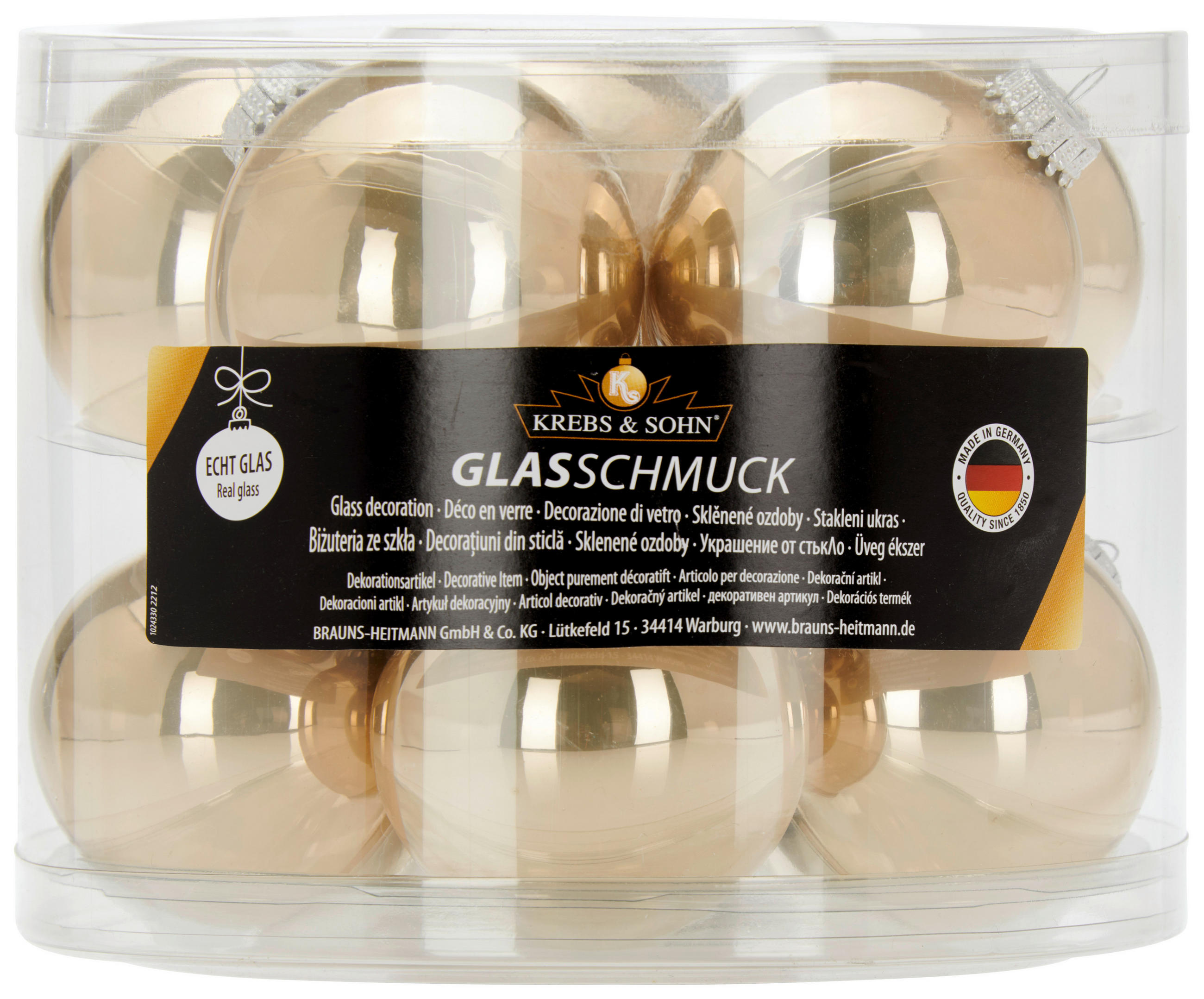 CHRISTBAUMKUGEL-SET 7 cm 10-teilig  - Cappuccino, KONVENTIONELL, Glas (7cm)