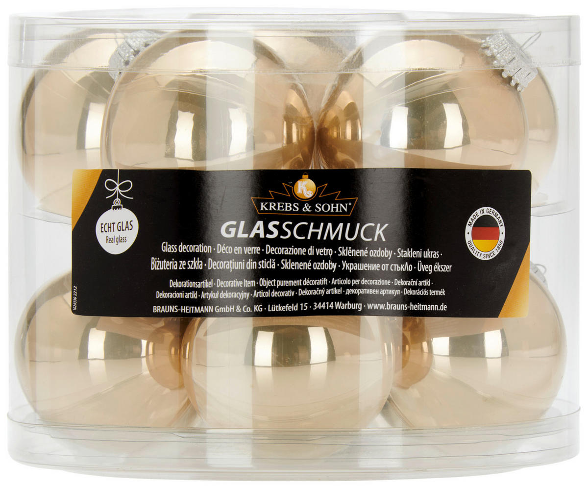CHRISTBAUMKUGEL-SET 7 cm 10-teilig  - Cappuccino, KONVENTIONELL, Glas (7cm)