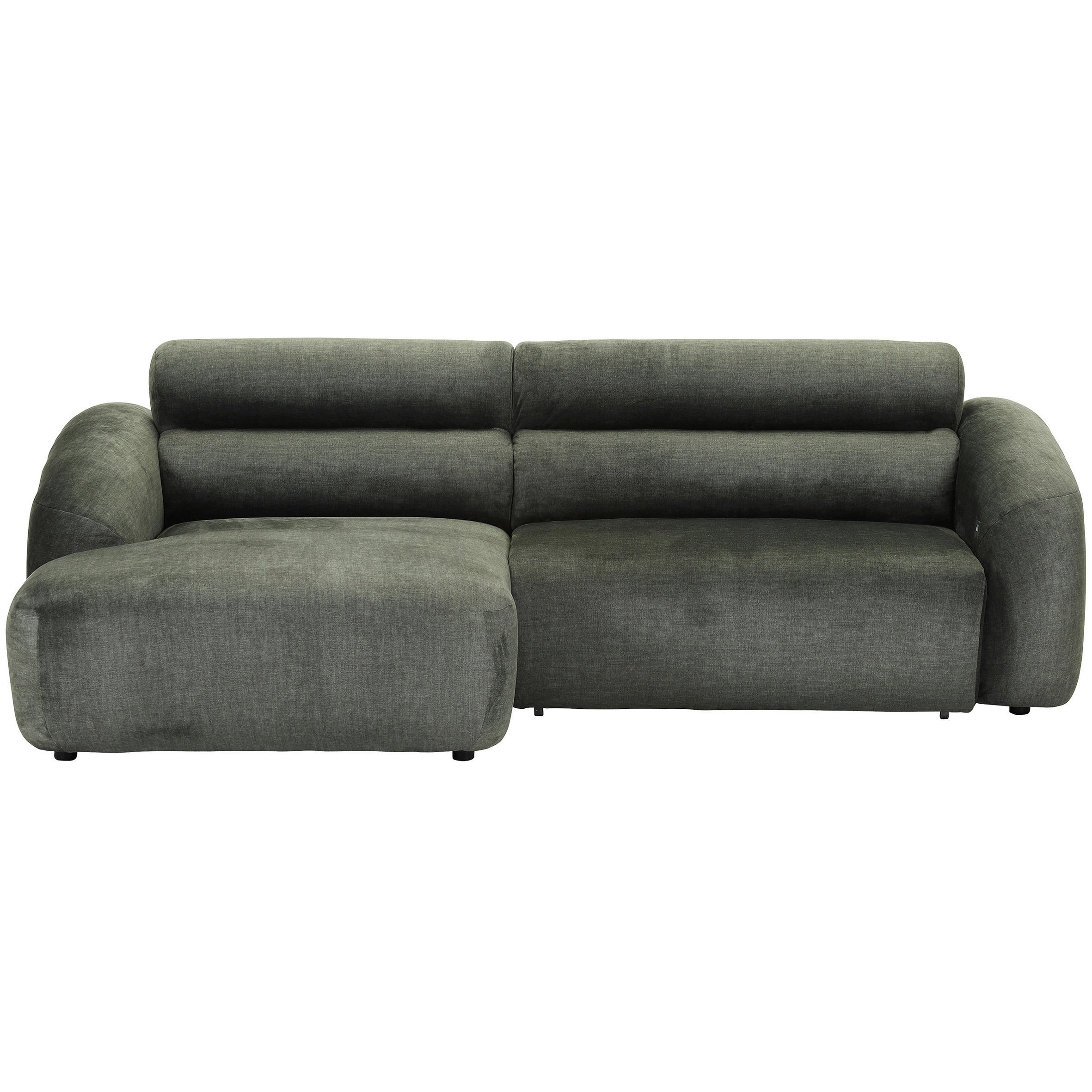 ECKSOFA Aruna Waldgrün Flachgewebe Rücken echt, Relaxfunktion, Sitztiefenverstellung  - Waldgrün/Schwarz, Design, Kunststoff/Textil (165/245cm) - Lomoco