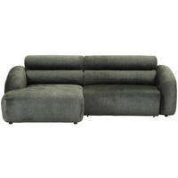 ECKSOFA Aruna Waldgrün Flachgewebe Rücken echt, Relaxfunktion, Sitztiefenverstellung  - Waldgrün/Schwarz, Design, Kunststoff/Textil (165/245cm) - Lomoco