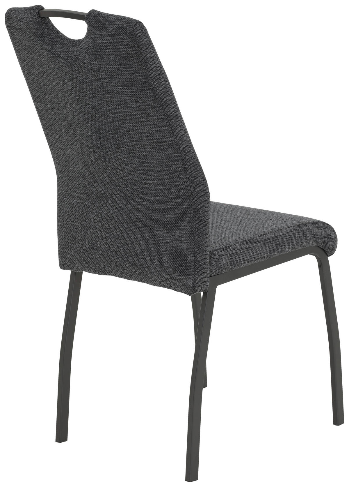 STUHL-SET 4 Stück  in Stahl Webstoff Metall, Textil  - Dunkelgrau/Anthrazit, MODERN, Textil/Metall (44/96/64cm) - MID.YOU