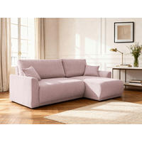 ECKSOFA KIMMY Rosa Cord Zierkissen, Rückenkissen, Bettkasten  - Schwarz/Rosa, Design, Kunststoff/Textil (233/146cm) - P & B