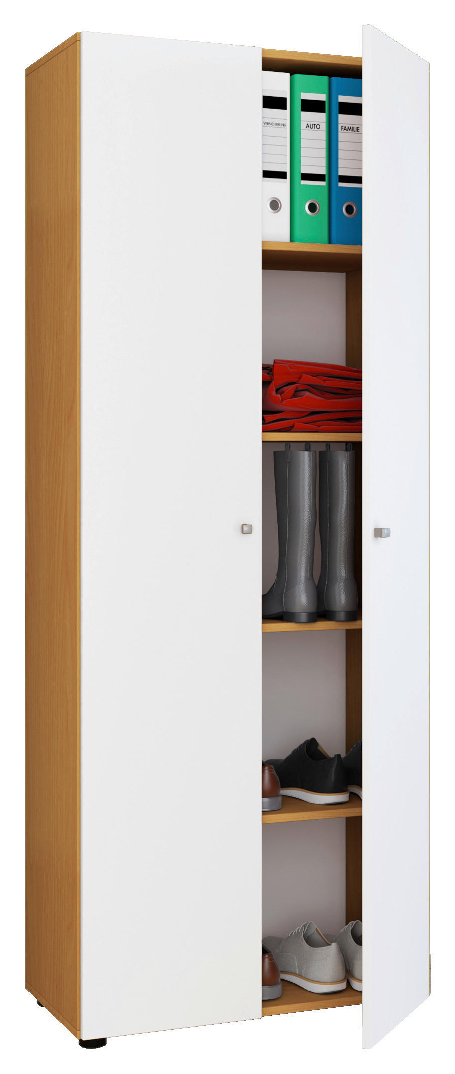 MEHRZWECKSCHRANK 70/178/39 cm  in Braun, Weiß, Buchefarben  - Silberfarben/Buchefarben, Design, Holzwerkstoff/Kunststoff (70/178/39cm) - MID.YOU