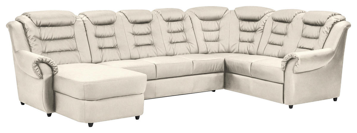WOHNLANDSCHAFT in Chenille Creme  - Creme/Schwarz, Konventionell, Kunststoff/Textil (165/333/216cm) - Livetastic