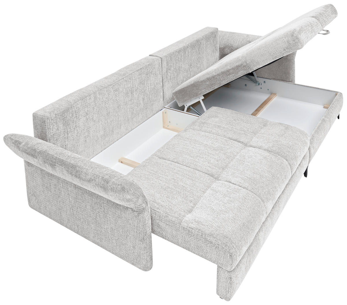 ECKSOFA in Chenille Hellgrau  - Hellgrau/Schwarz, KONVENTIONELL, Textil/Metall (291/153cm) - Hom`in