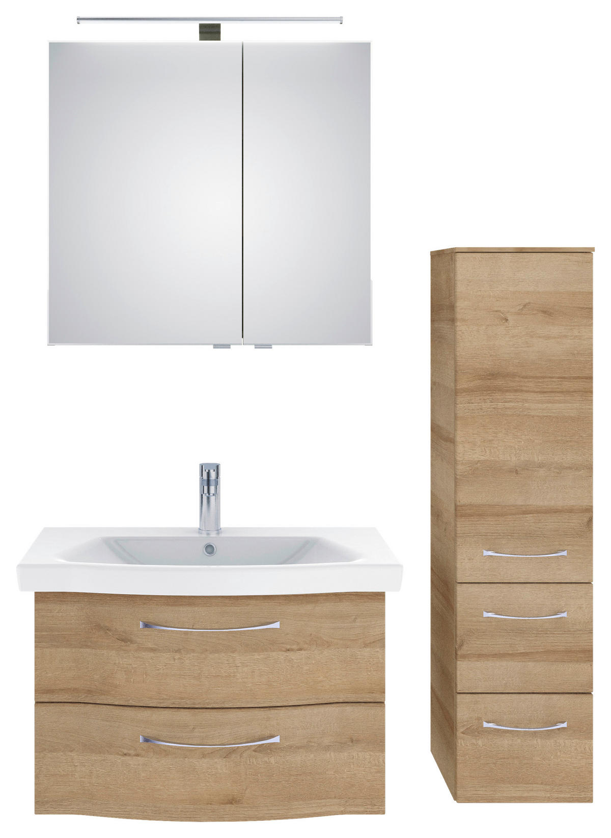 BADEZIMMER 4-teilig  in 112 cm  - Chromfarben/Eichefarben, KONVENTIONELL, Glas/Keramik (112cm) - Pelipal