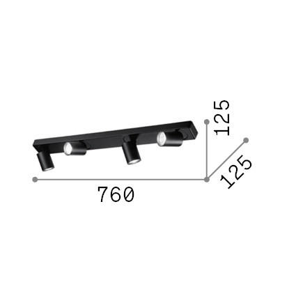 DECKENLEUCHTE    76/9/12,5/12,5 cm  - Schwarz, Basics, Metall (76/9/12,5/12,5cm) - Ideal Lux