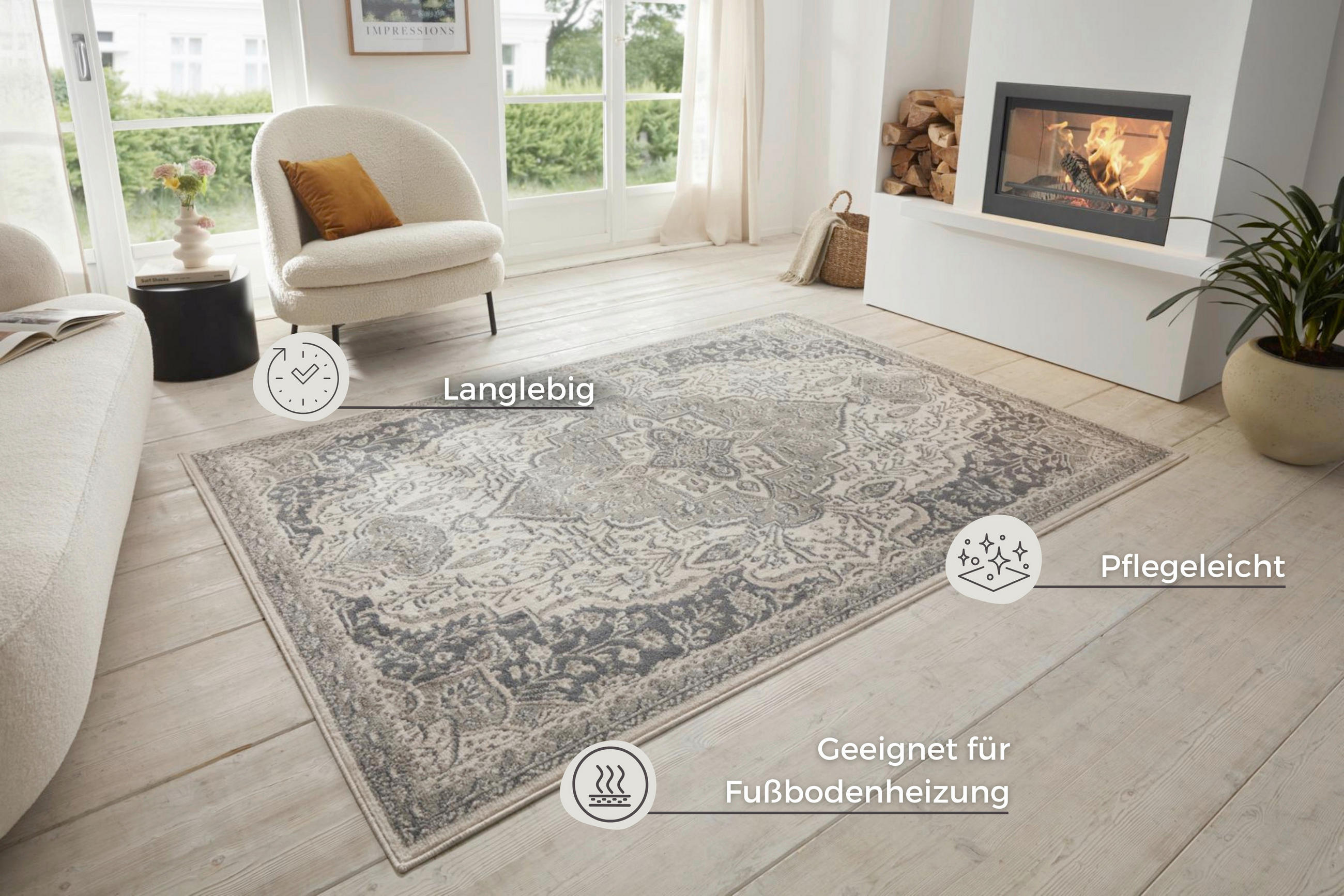 FLACHWEBETEPPICH 200/280 cm Terrain Grau  - Grau, Design, Kunststoff/Textil (200/280cm)