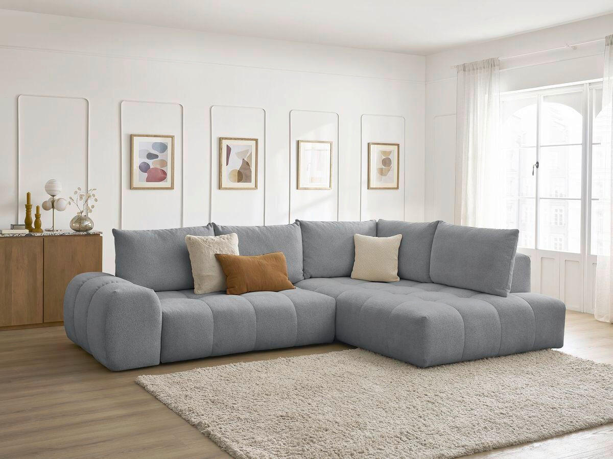 ECKSCHLAFSOFA EVEREST  mit Rücken echt, Armteil links, Armteil rechts Flachgewebe Dunkelgrau  - Dunkelgrau/Schwarz, MODERN, Kunststoff/Textil (320/212cm)