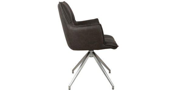 ARMLEHNSTUHL  Sitzfläche 360° drehbar, automatische Rückholfunktion Mikrofaser  Edelstahlfarben, Dunkelgrau  - Edelstahlfarben/Dunkelgrau, Design, Textil/Metall (59/89,5/63cm) - Novel
