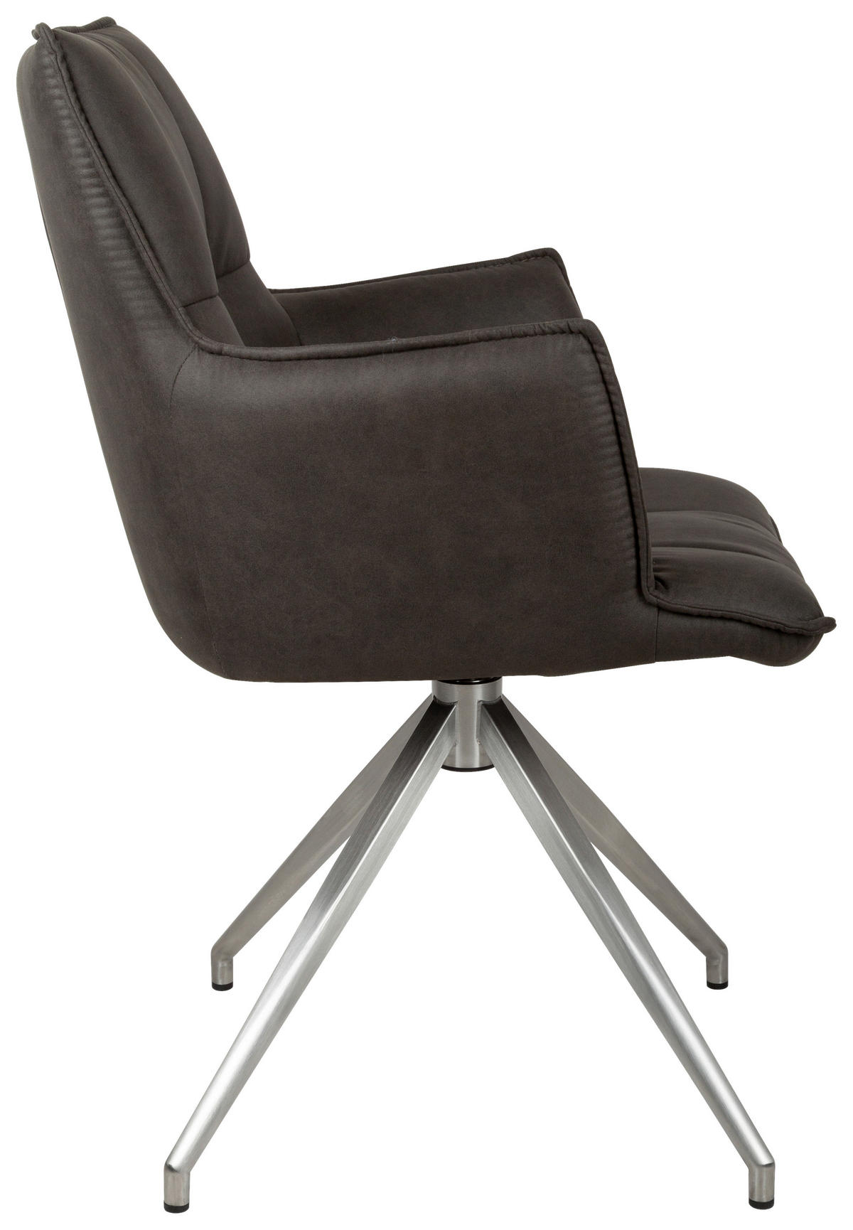 ARMLEHNSTUHL  Sitzfläche 360° drehbar, automatische Rückholfunktion Mikrofaser  Edelstahlfarben, Dunkelgrau  - Edelstahlfarben/Dunkelgrau, Design, Textil/Metall (59/89,5/63cm) - Novel