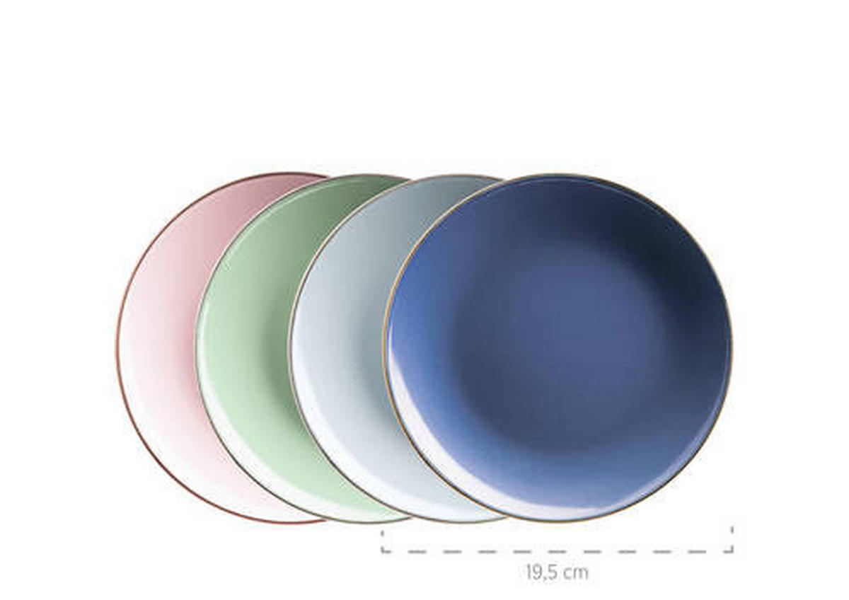 KOMBISERVICE Metallic Rim 16-teilig  - Rosa/Dunkelblau, Basics, Keramik (33/31,7/32,5cm) - Mäser