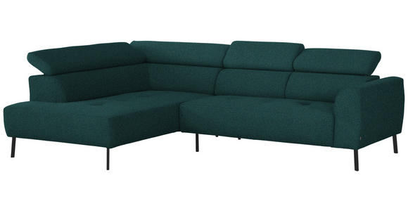 ECKSOFA in Struktur Petrol 205/280 cm - Petrol/Schwarz, Design, Textil/Metall (205/280cm) - Xora