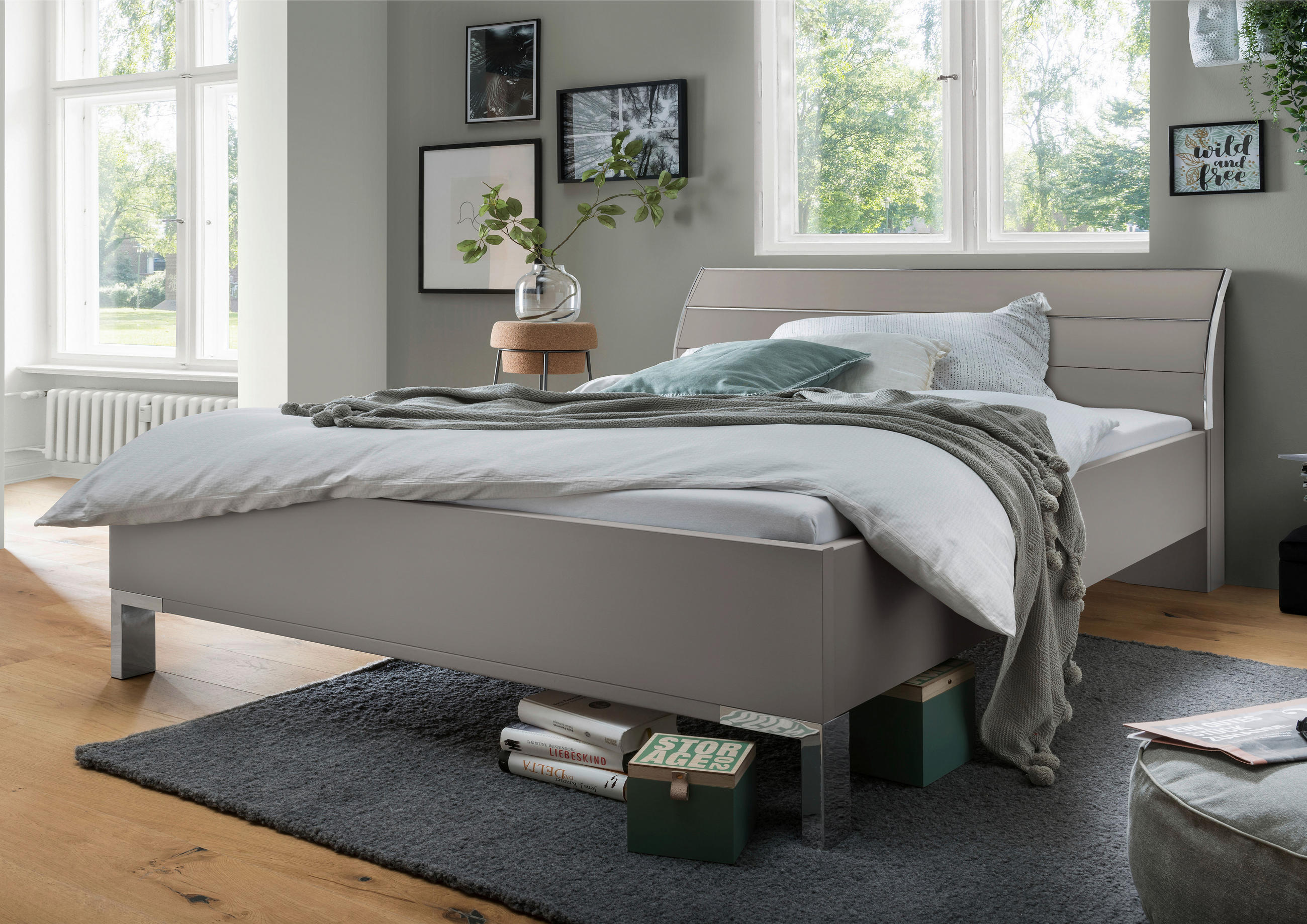 BETT 160/200 cm  in Grau   - Chromfarben/Grau, Konventionell, Holzwerkstoff/Metall (160/200cm) - Dieter Knoll
