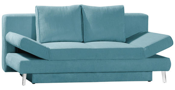 SCHLAFSOFA in Cord Türkis  - Türkis/Chromfarben, Design, Textil/Metall (200/85/90cm) - Xora