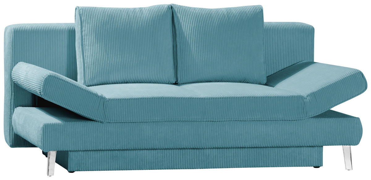 SCHLAFSOFA in Cord Türkis  - Türkis/Chromfarben, Design, Textil/Metall (200/85/90cm) - Xora