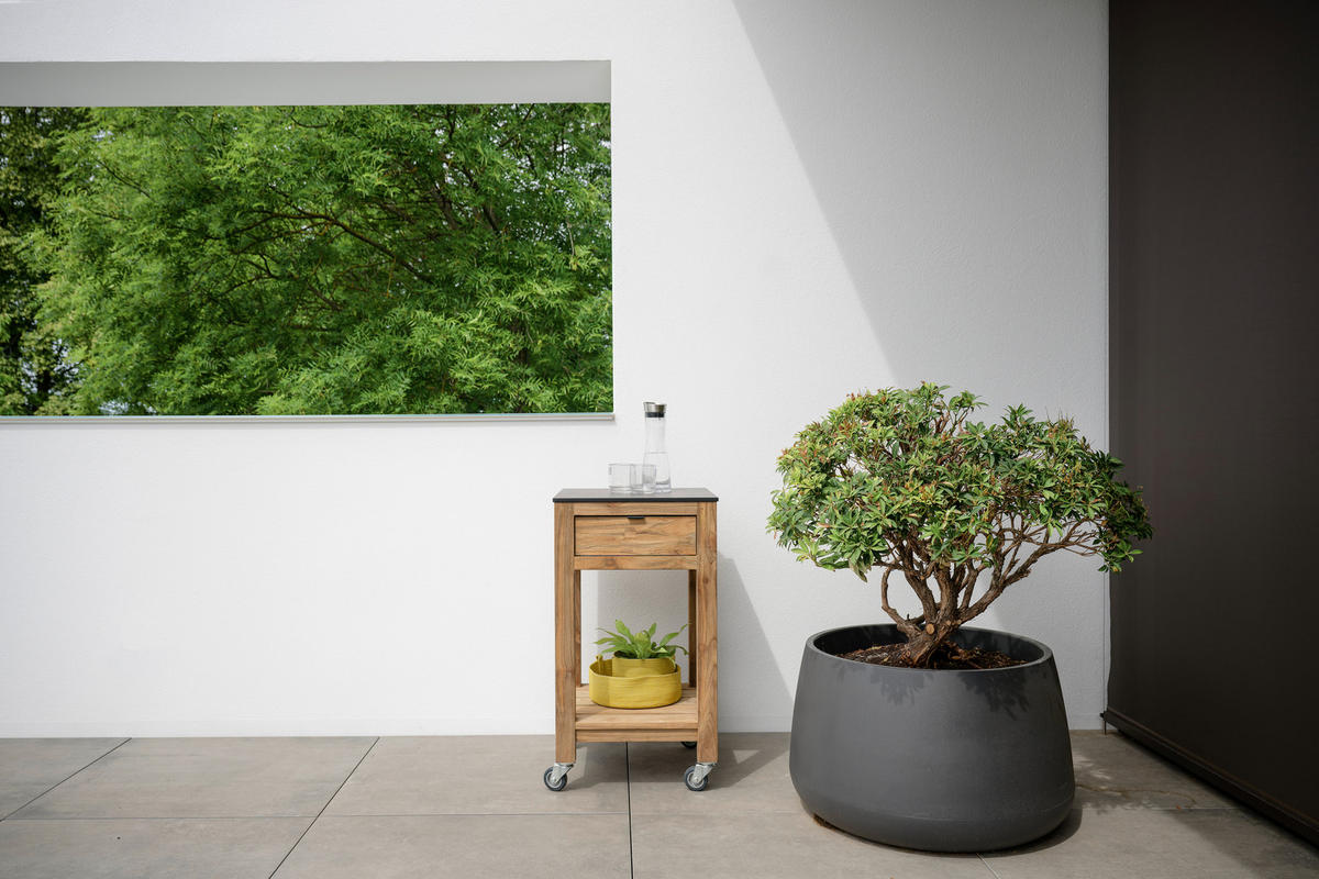 GARTEN-SERVIERWAGEN Holz, Kunststoff  - Schwarz/Grau, MODERN, Holz/Kunststoff (50/50/91cm) - Stern