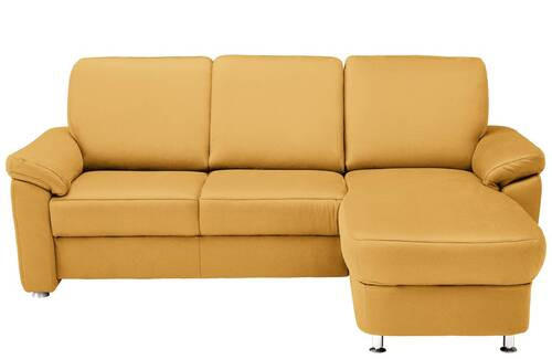ECKSOFA in Flachgewebe Currygelb  250/163 cm  - Chromfarben/Currygelb, KONVENTIONELL, Textil/Metall (250/163cm) - Beldomo System