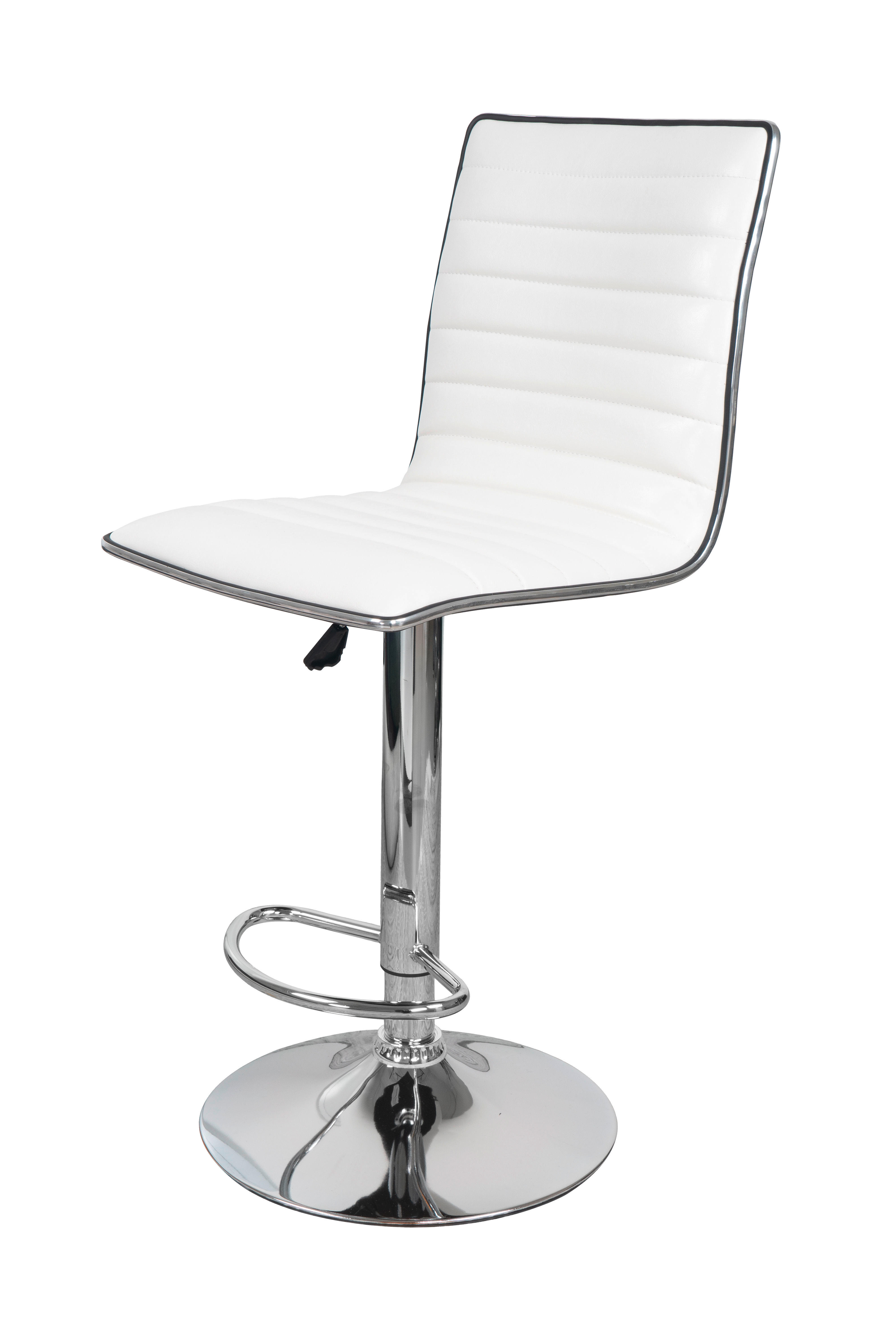 BARHOCKER-SET Silberfarben, Weiß Sitzfläche 360° drehbar, abwischbar  - Silberfarben/Weiß, Design, Holz/Textil (54/116/41cm) - Livetastic