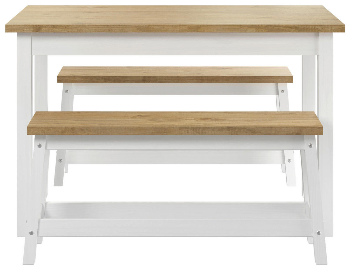 TISCHGRUPPE Naturfarben, Weiß  - Naturfarben/Weiß, Natur, Holz (120/98/76,5/46/70/28cm) - Livetastic