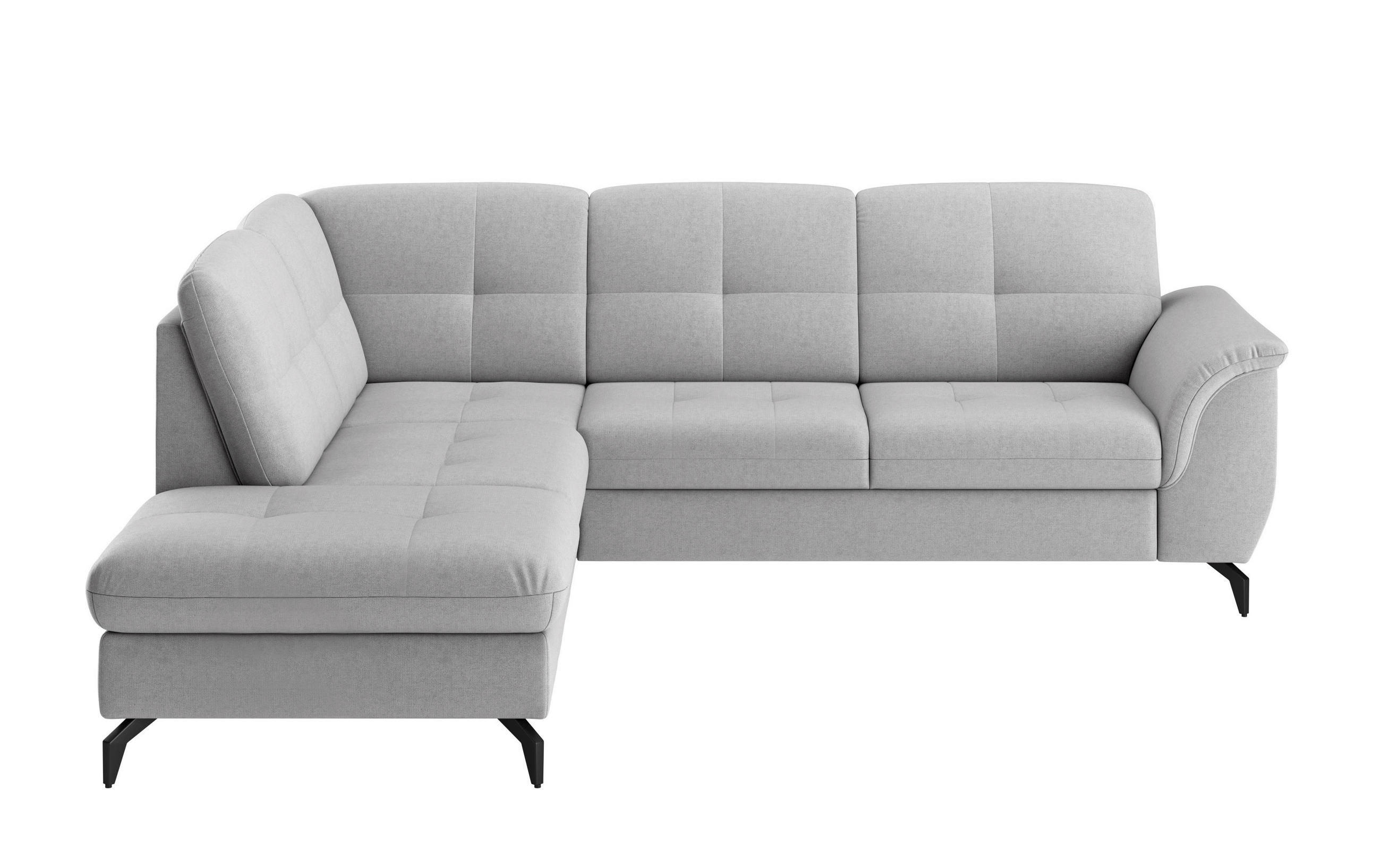 ECKSOFA in Flachgewebe Hellgrau  - Hellgrau/Schwarz, Modern, Textil/Metall (212/244cm) - Sit & More