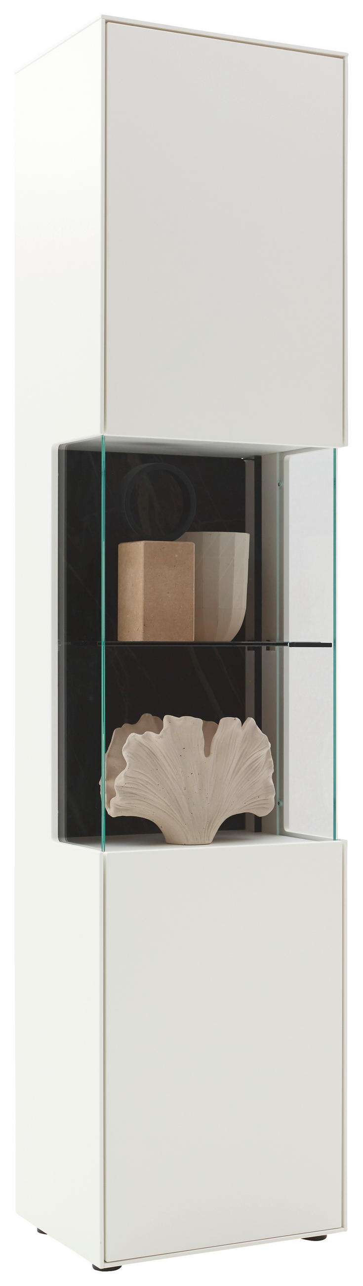 VITRINE Weiß  46,9/205,5/37,1 cm  - Schwarz/Weiß, Design, Glas/Keramik (46,9/205,5/37,1cm) - Dieter Knoll