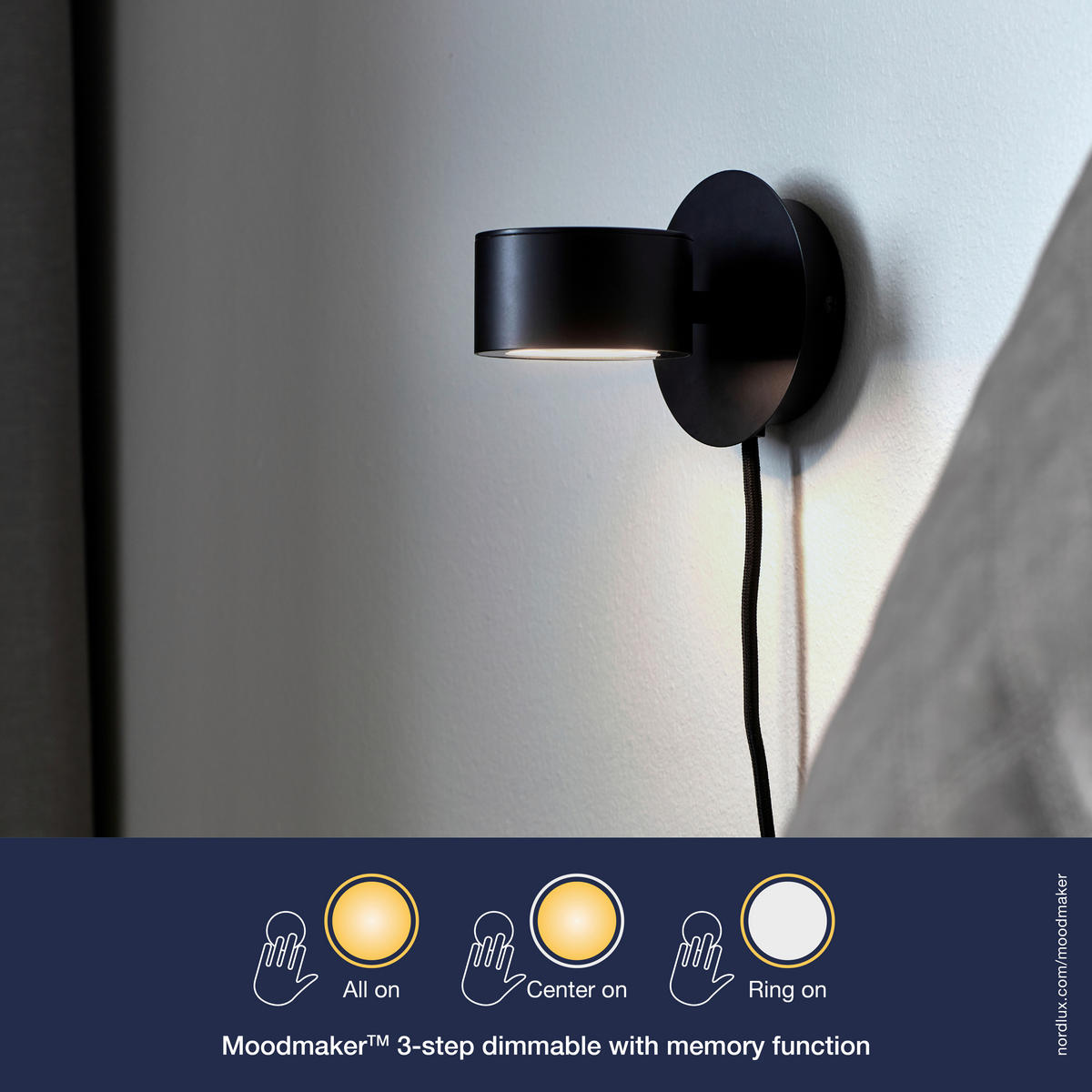 WANDLEUCHTE Clyde 10/10 cm   - Schwarz, Design, Metall (10/10cm) - Nordlux